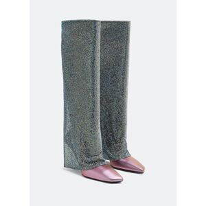 Benedetta Bruzziches Pink Christine 90 Crystal Embellished Boots Size IT 39 US 9